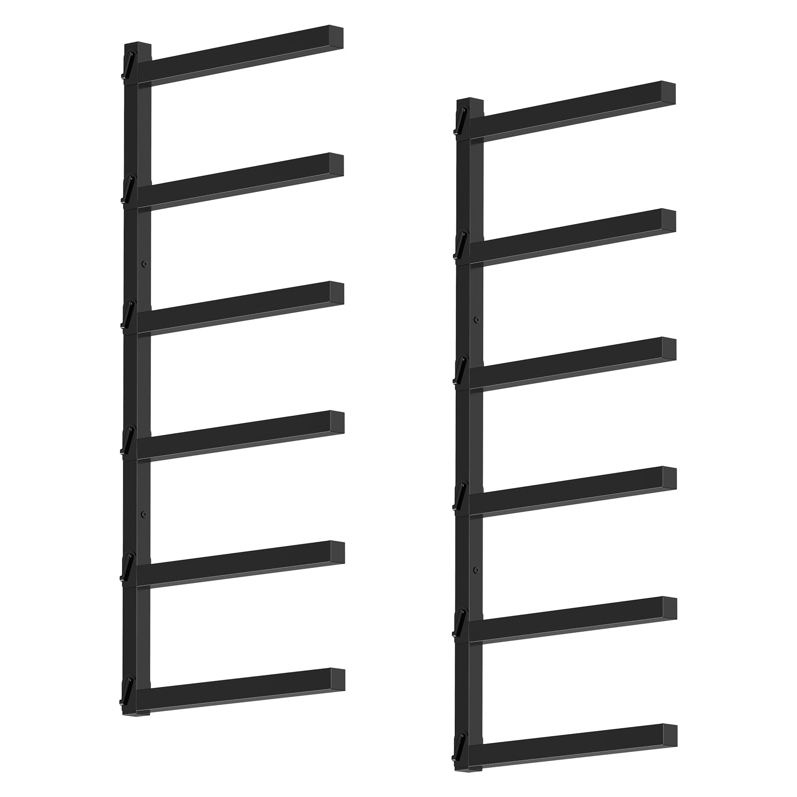 6-Level Wall-Mounted Lumber Rack - Vertical Wood Storage Organizer for Indoor and Outdoor Workshop