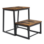 2 In1 Wooden Shoe Bench Heavy Duty Folding 2 Step Stool For Adults, Sturdy Metal Frame Beside Stepping Stool For High Beds, Step Stool Helper Foot Stool For Office, Home, Kitchen Bathroom Bedroom, RV