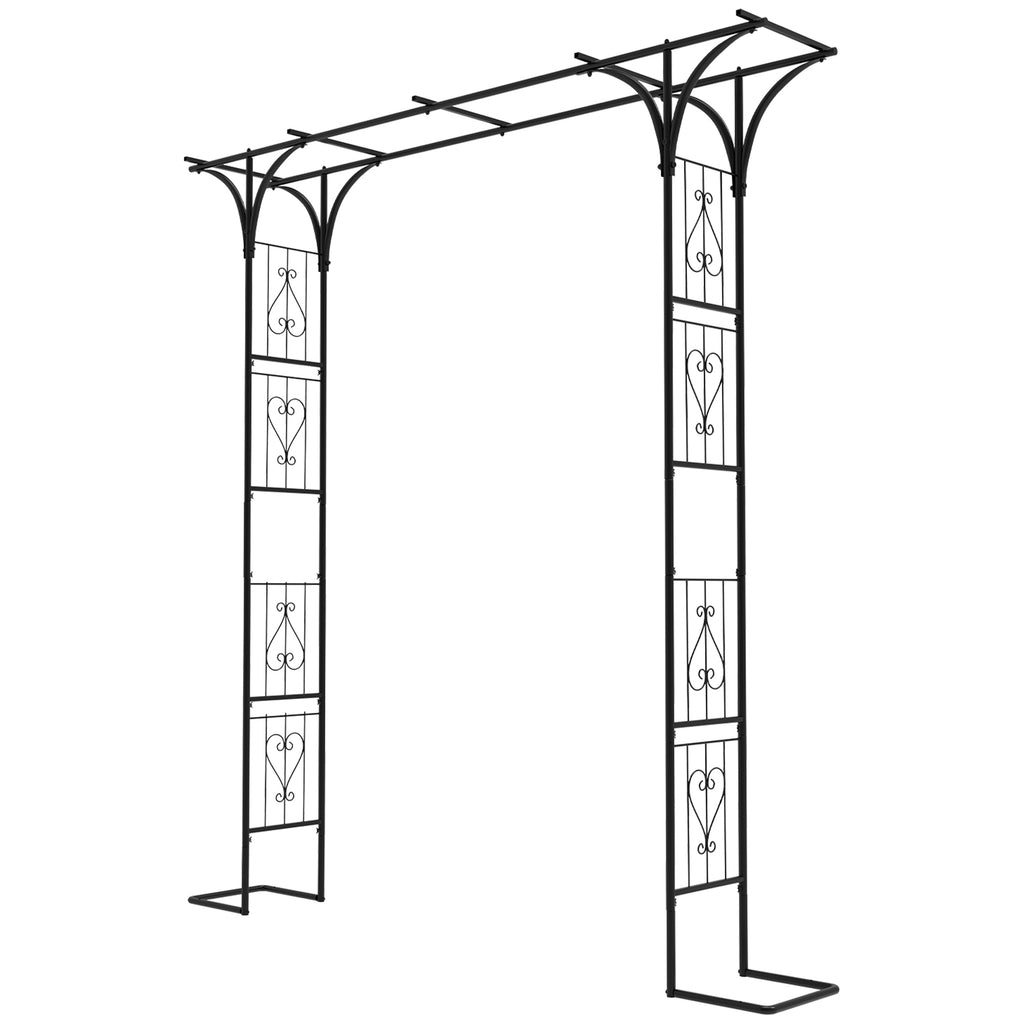 7FT Flat-Top Garden Arch Arbor - Modern Steel Trellis for Climbing Vines - Decorative Outdoor Gate for Backyard & Patio