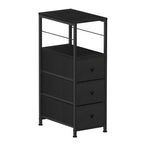 Narrow 3-Drawer Dresser - Slim Side Table with Storage for Small Spaces & Bathrooms, Black,