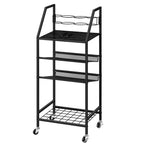 4-Tier Rolling Bathroom Cart with Integrated Hair Dryer Holder - Mobile Spa Organizer & Towel Storage Shelf for Laundry & Salon, Black