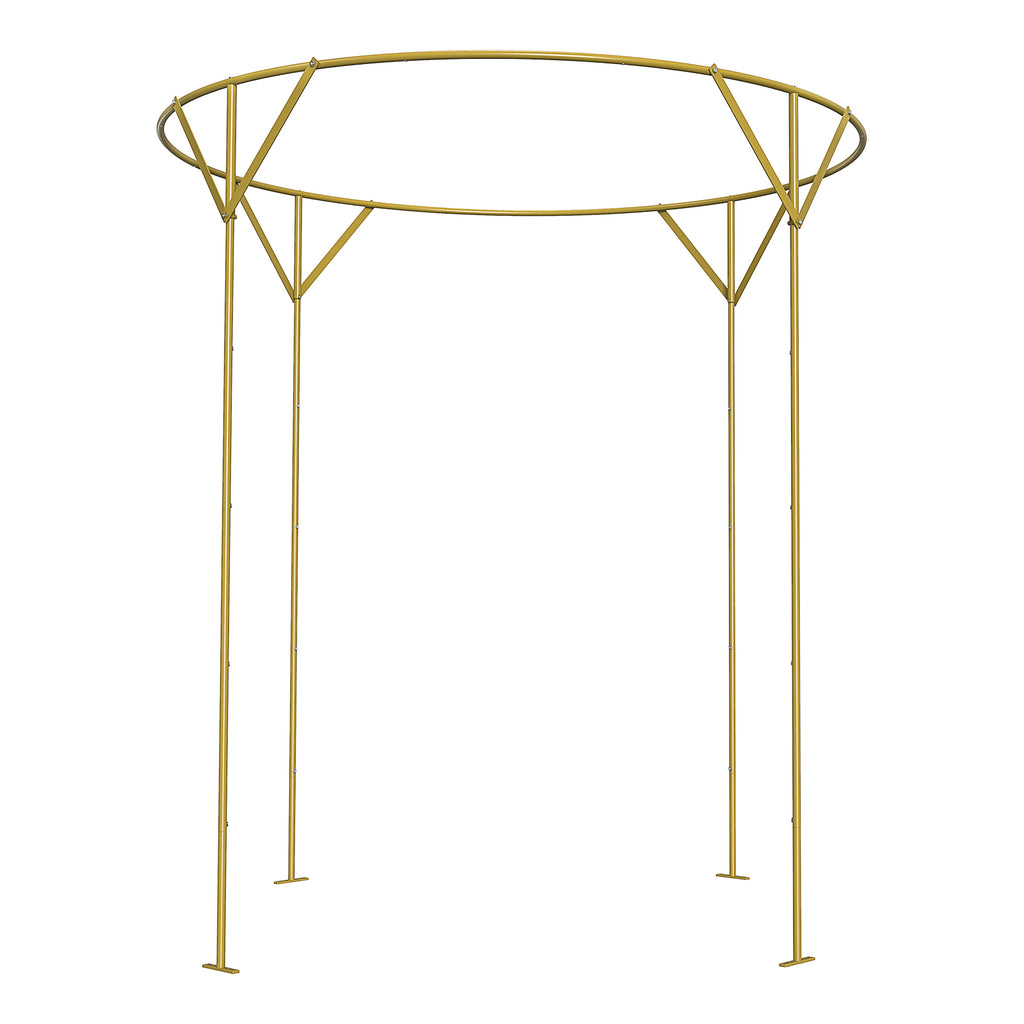 Elegant Round Wedding Arch Backdrop Stand (230cm H x 150cm W) - Luxury Champagne Gold Metal Ceremony Arch