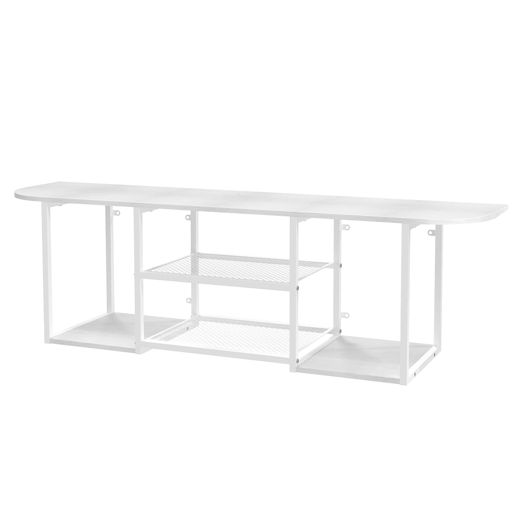 Floating TV Stand (120cm) - Wall Mounted White Entertainment Centre for 50" TVs w/ Open Shelves