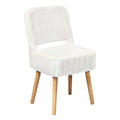 White Faux Rabbit Fur Vanity Chair with Storage & Foldable Cutout Back, Upholstered Makeup Stool with Solid Wood Legs, 330 LBS Capacity Padded Ottoman Seat for Bedroom, Makeup Room, Dressing Table