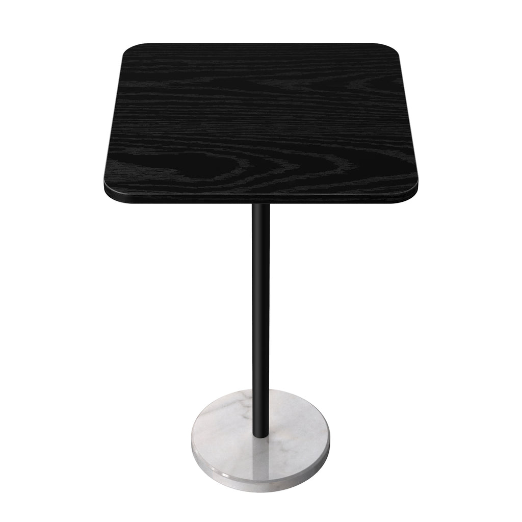 Small Modern Dining Table with Heavy Marble Base - Stylish 23" Square Coffee Table for Living Room, Office & Bistro, Black & White
