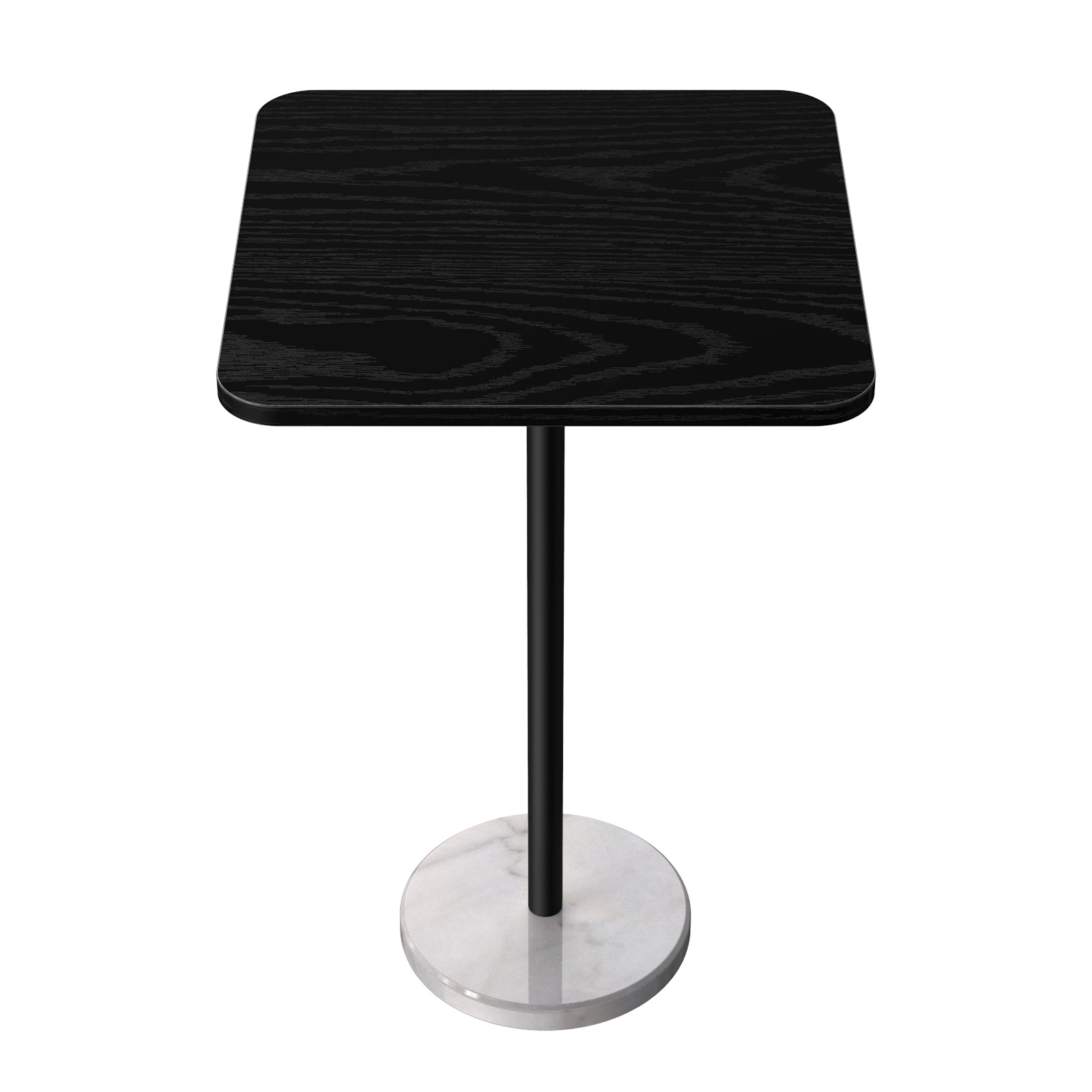 Small Modern Dining Table with Heavy Marble Base - Stylish 23" Square Coffee Table for Living Room, Office & Bistro, Black & White