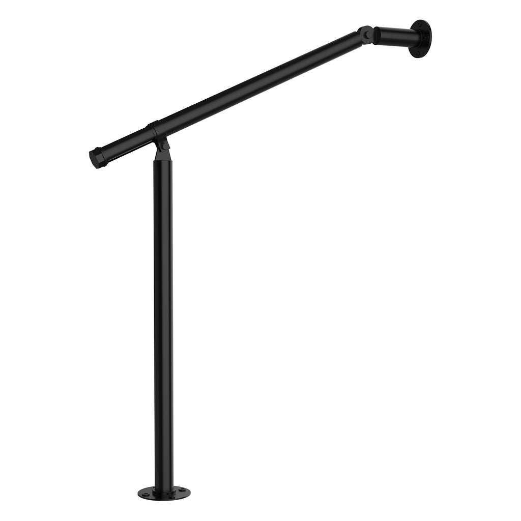 1PC Hand Rails for Outdoor Steps, Wall Floor Mounted Wrought Iron Handrails Deck Rail Kit Exterior Hand Railings for Seniors Indoor Stairs Porch Railing