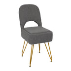Modern Teddy Alpaca Fur Storage Vanity Stool, Hollow Cutout Back Makeup Chair with Detachable Zipper Storage Box, Anti-Slip Gold Metal Legs Padded Accent Chair for Dressing Room, Apartment Decor