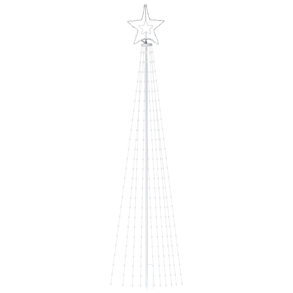 Outdoor Christmas Star Tree Light, 11-Foot Waterfall String Lights with Topper Star for Yard and Party Decorations, Warm White,
