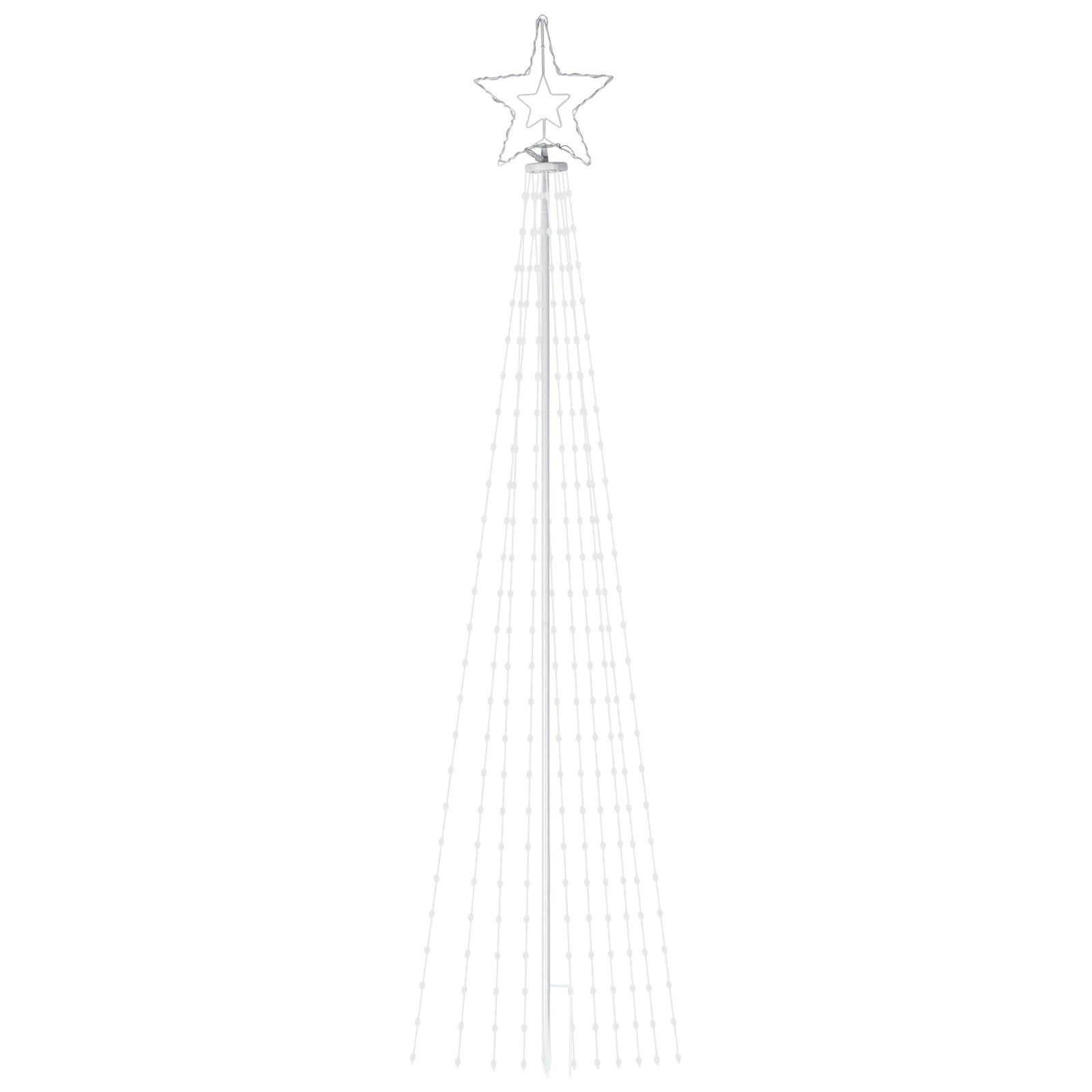 Outdoor Christmas Star Tree Light, 11-Foot Waterfall String Lights with Topper Star for Yard and Party Decorations, Warm White,