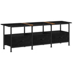 53" Industrial TV Stand for TVs up to 60" - Entertainment Center with 3 Fabric Storage Drawers, Black,