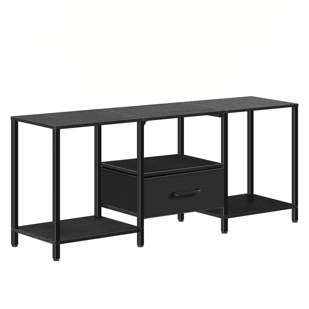 46inch TV Stand with Fabric Drawer, 3-Tier Media Console with Adjustable Feet for 55inch TV