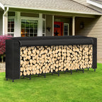 8ft All-Weather Firewood Gallery | Heavy-Duty Log Stacker with Waterproof Protective Cover