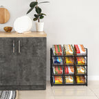 4-Tier Stackable Pantry Can Organizer Rack - Holds up to 48 Cans with Adjustable Dividers, Space-Saving Can Dispenser for Kitchen Cabinet, Black