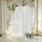 Hexagon Gold Wedding Arch Stand (7.2ft), Large Metal Backdrop Stand for Party & Garden Decoration