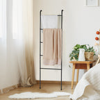 Matte Black 5-Tier Metal Blanket Ladder, Leaning Towel Rack for Bathroom, Living Room & Laundry Room