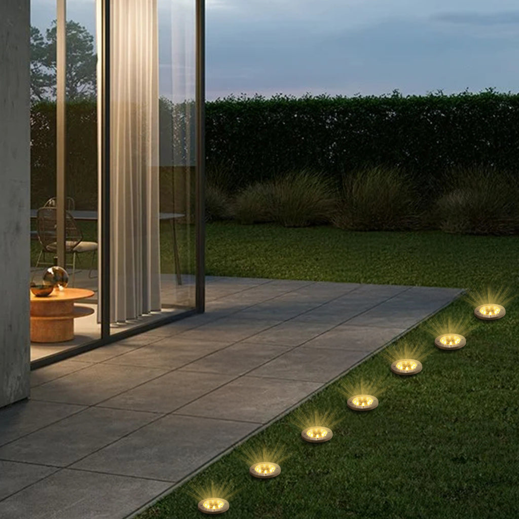 8 Pack 8 LED Solar In-Ground Lights, Mini Solar Ground Lights, 8 LED Solar In-Ground Lights, Pathway Lights Solar Powered, Outdoor Landscape Lights For Driveway, Walkway, Backyard, Patio