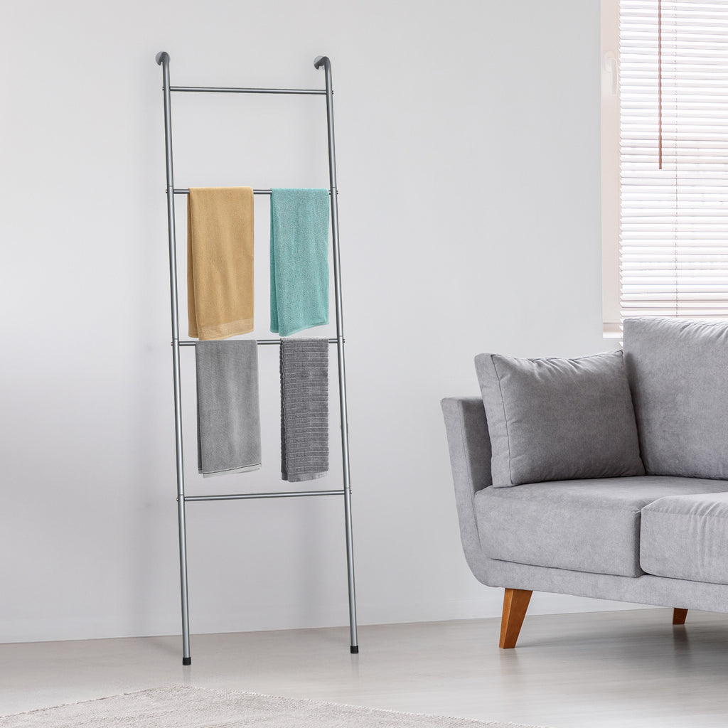 4-Bar Freestanding Towel Rack (2-Pack)- Metal Ladder Style Towel Holder for Bathroom