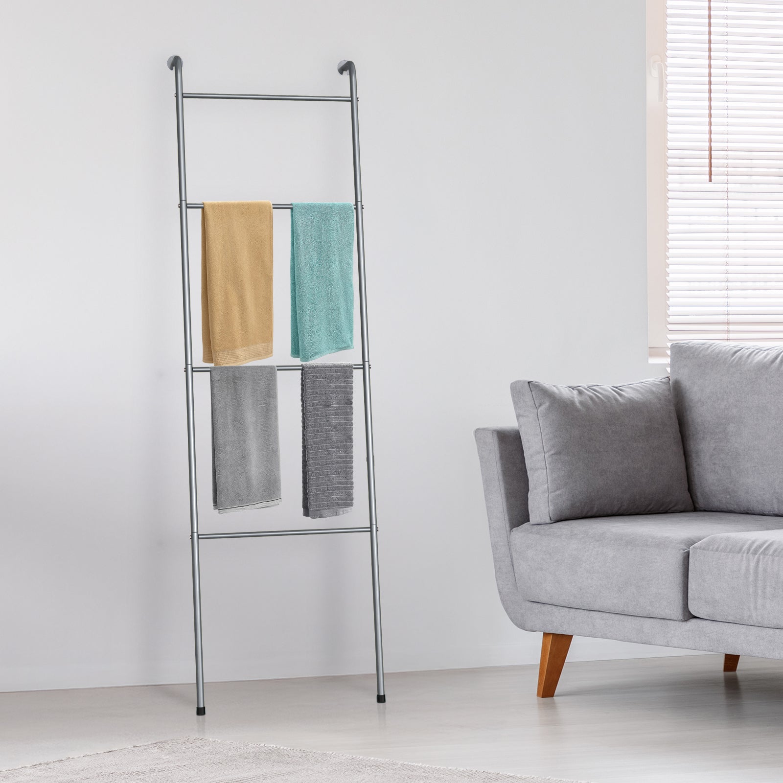 4-Bar Freestanding Towel Rack (2-Pack)- Metal Ladder Style Towel Holder for Bathroom