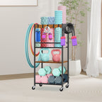 Home Gym Storage Rack, Heavy Duty Yoga Mat Holder Workout Equipment Storage Organizer Weight Rack with Hooks & Wheels for Dumbbells Kettlebells Dumbbell Yoga Block Foam Rollers Yoga Strap Resistance Bands, Fitness Exercise Equipment