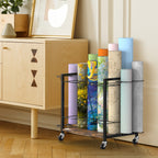 18-Slot Blueprint Storage Rack Cart - Mobile & Lockable Wrapping Paper Holder, Architectural Plans Organizer,