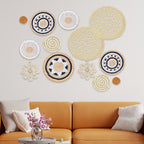 13 Pcs Boho Wall Basket Decor Set, Handmade Seagrass Woven Baskets for Living Room, Rustic Round Art