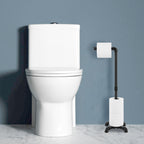 Set of 2 Freestanding Industrial Metal Toilet Tissue Roll Holders for Bathroom Storage, Black