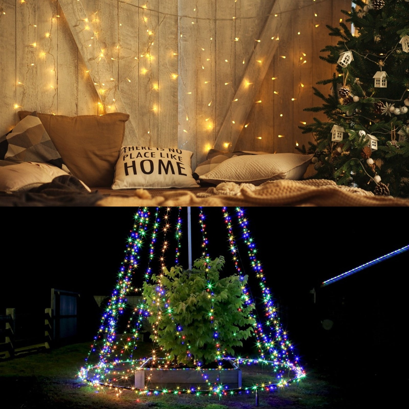 Curtain String Lights, 9.8x9.8ft 300 LED Fairy Lights with Remote, Dual Color Warm White & Multicolor Window Curtain Lights, 11 Modes Waterproof Twinkle Lights for Bedroom, Party, Wedding, Christmas Decor