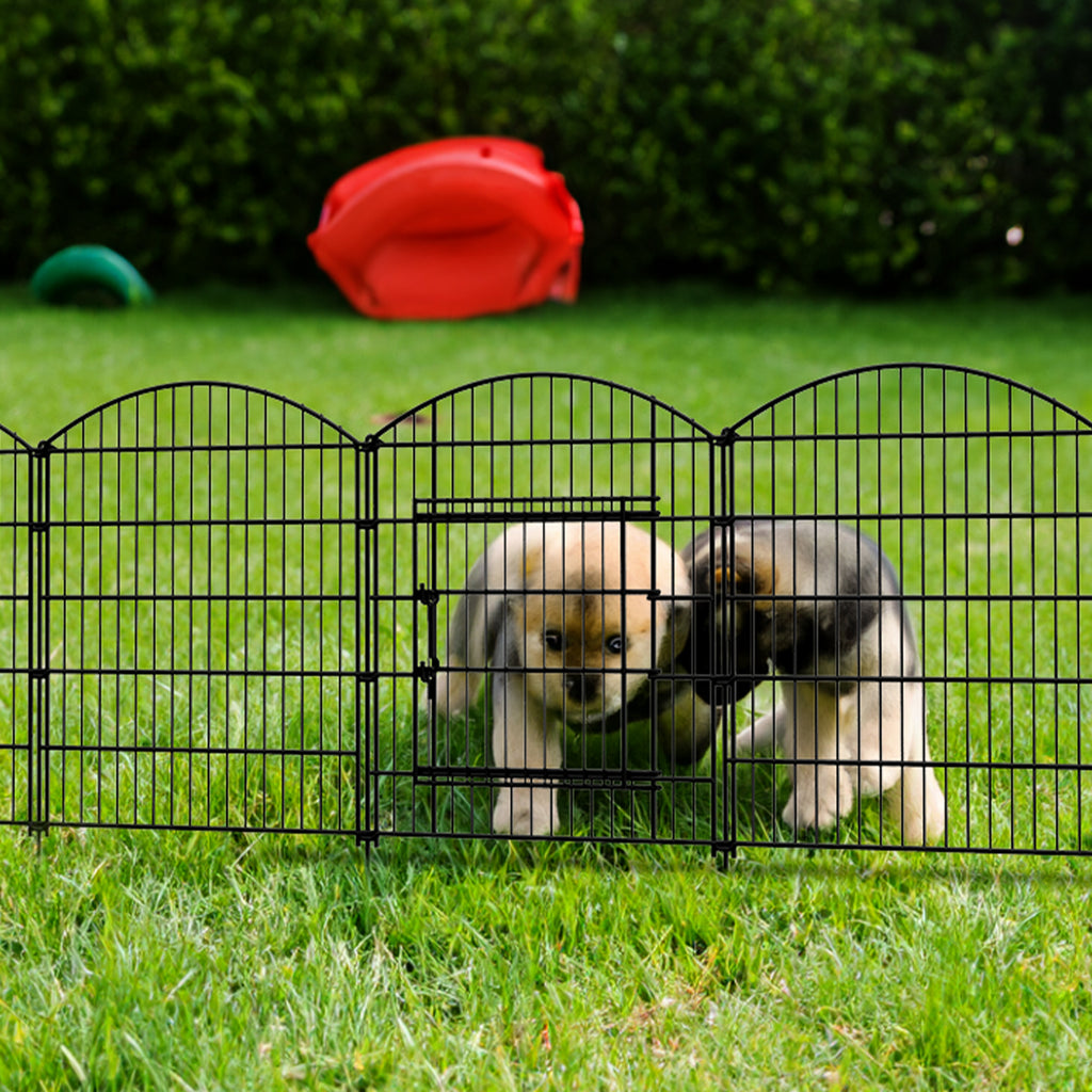 Decorative Garden Fence with Gate - Rustproof Metal Panel Set - No-Dig Animal Barrier for Dogs & Rabbits,