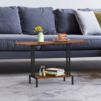 2-Tier Rustic Coffee Table with Industrial Metal Frame