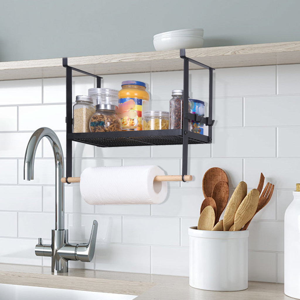 Magnetic Spice Rack for Fridge - with Paper Towel Holder & Hooks