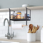 Magnetic Spice Rack for Fridge - with Paper Towel Holder & Hooks