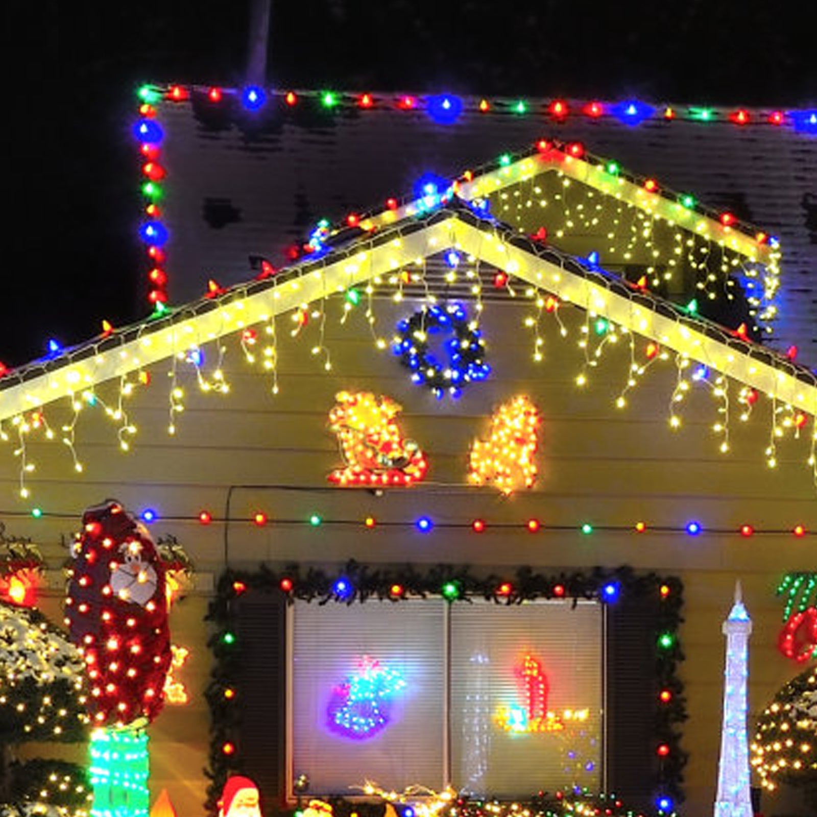33FT 400 LED Multicolor Christmas Icicle Lights - 8 Modes Twinkle String Lights for Roof & Patio Decor