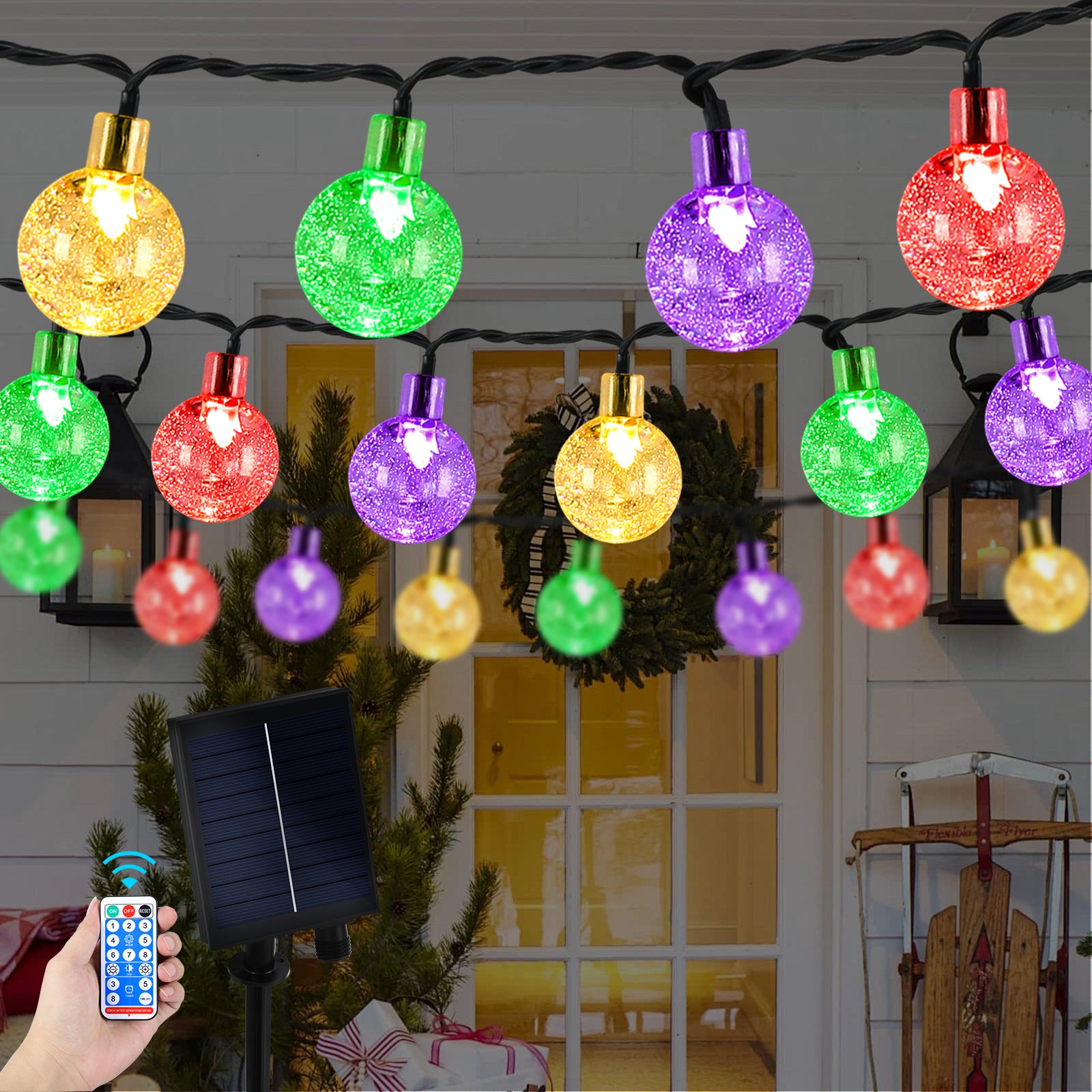Coloured Globe String Lights Battery Operated, color-changing LED Light Strings,, Colour Changing Water Proof Crystal Ball Outdoor String Lights with Remote Control for Home, Patio, Party, Garden, Christmas, Easter