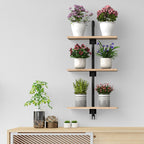 3-Tier Industrial Pipe Shelf, Wall-Mounted Floating Wood Bookshelf for Living Room & Kitchen