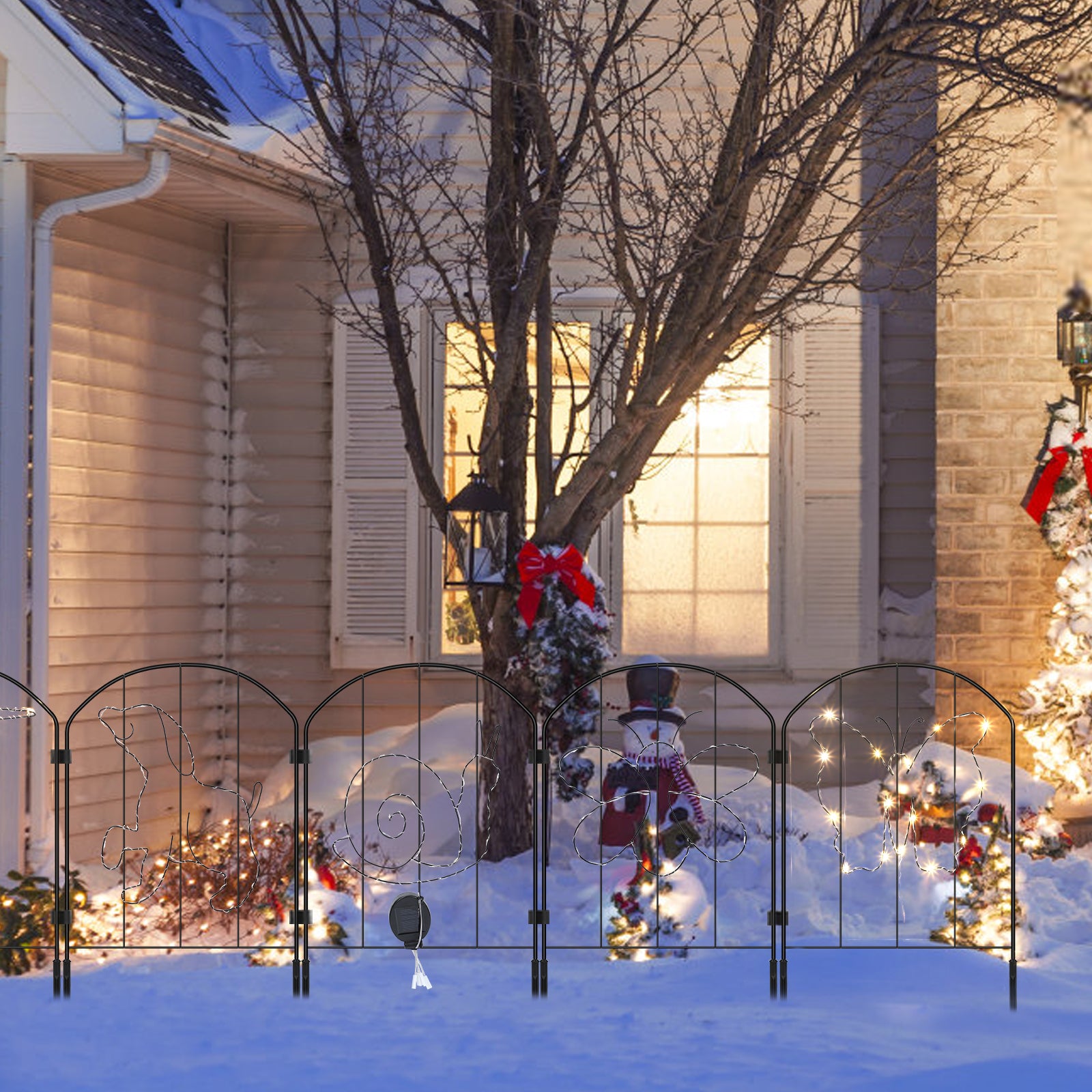 Solar Powered Animal Silhouette Garden Stakes - Lighted Metal Fence Border for Walkway & Flower Bed