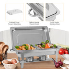 4-Pack Stainless Steel Chafing Dish Buffet Set, 8QT Food Warmer with Lids & Folding Stands for Parties, Catering & Weddings
