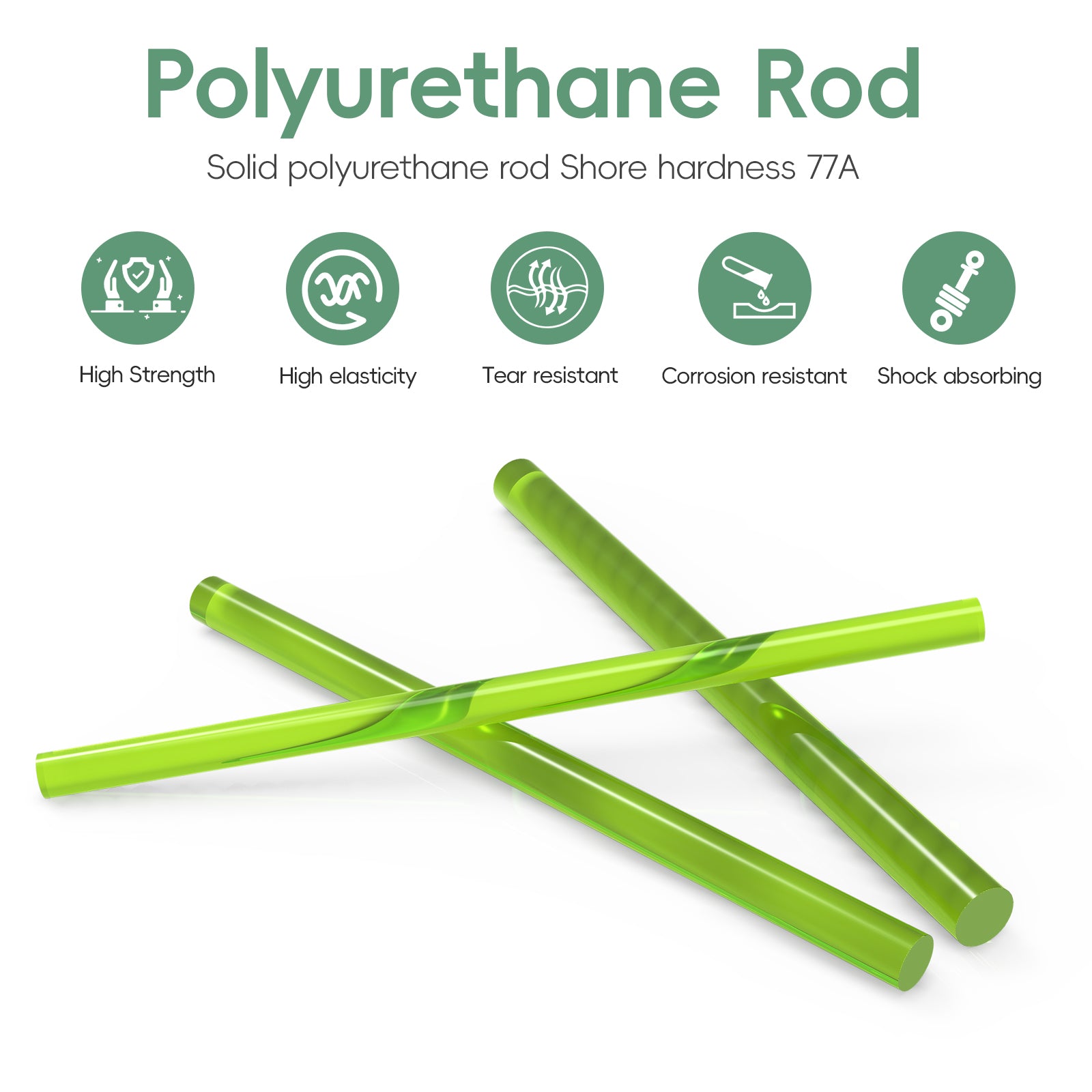 20mm Solid Round PU Rod, 20-Inch High Elasticity Polyurethane Bar for Industrial Manufacturing