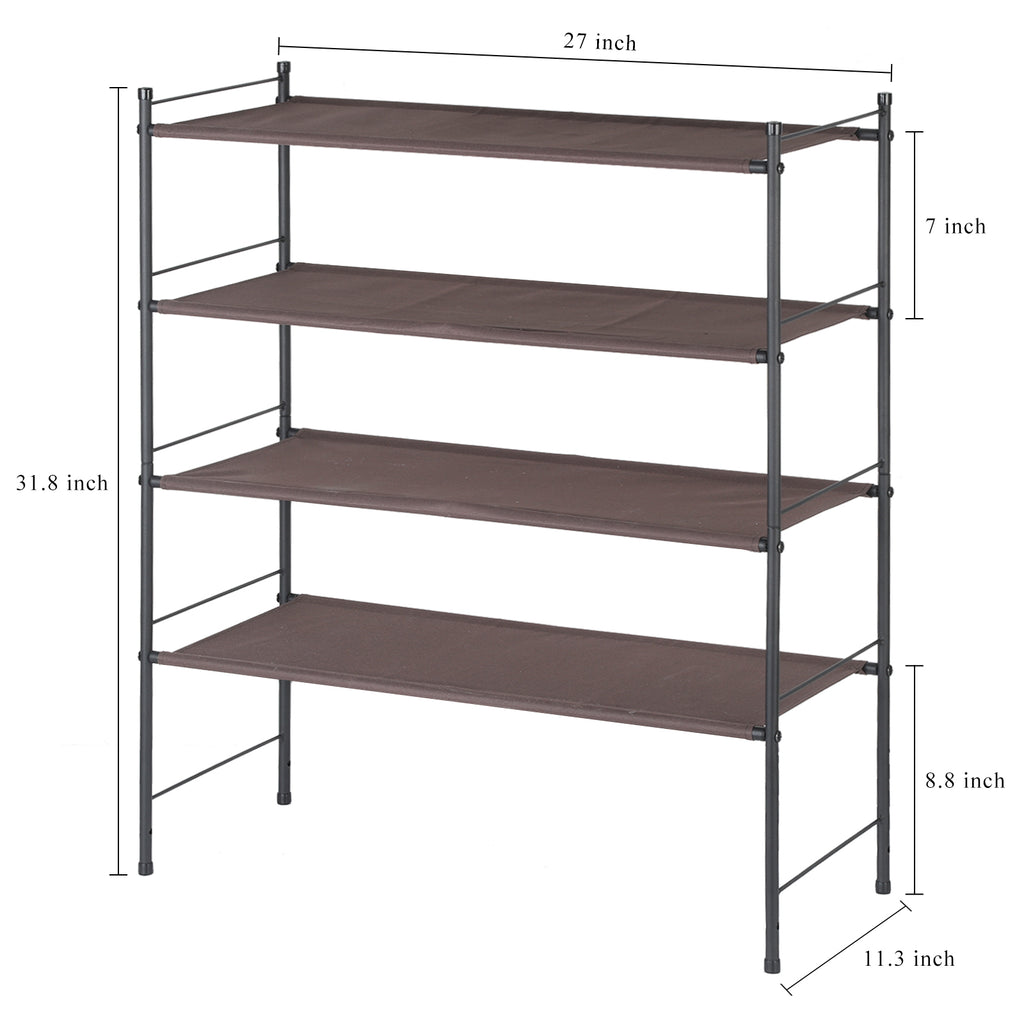 Freestanding 4-Tier Shoe Rack-Expandable Fabric Storage Organizer for Home, Dorm & Closet