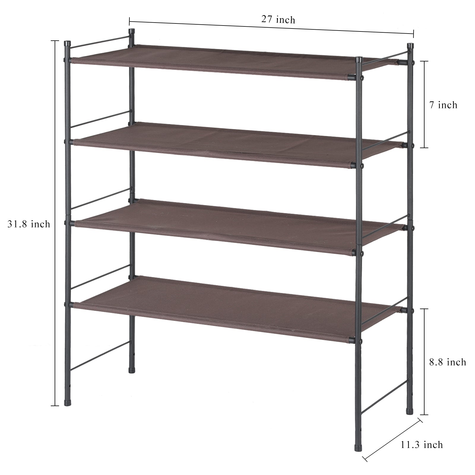 Freestanding 4-Tier Shoe Rack-Expandable Fabric Storage Organizer for Home, Dorm & Closet