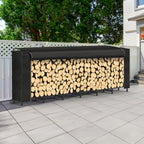8ft All-Weather Firewood Gallery | Heavy-Duty Log Stacker with Waterproof Protective Cover