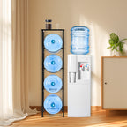 Heavy-Duty 4-Tier Water Bottle Storage Rack with Display Top - 5 Gallon Water Jug Organizer Stand for Home & Office, Space-Saving Black Finish