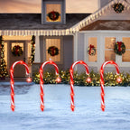 10-Pack Solar Candy Cane Lights - 22inch Christmas Pathway Markers with 8 Lighting Modes