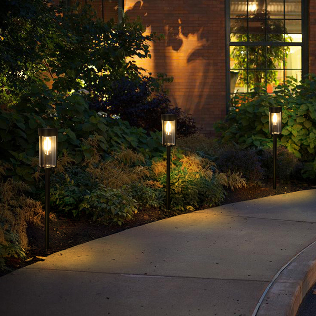 6 Pack Solar Pathway Lights - Warm White LED Outdoor Garden Lights, Auto On/Off Solar Powered Landscape Lighting for Yard, Patio, Walkway & Driveway