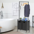 Laundry Hamper With Wheels Laundry Room Organization 2 Section Laundry Sorter with Shelf Rolling Bathroom Laundry hamper for Bathroom Bedroom