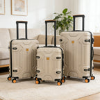 3-Piece Hardside Luggage Set with TSA Lock, Durable Lightweight Spinner Suitcase 20/26/30 Inch (Beige)