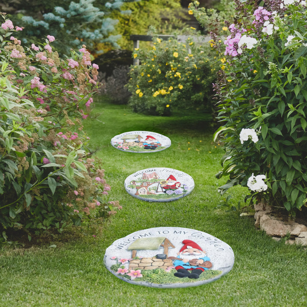 Santa Claus Stepping Stones Outdoor Set of 2 - 10inch Round Decorative Garden Pavers for Walkway & Yard