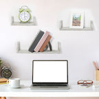 Set of 3 White Floating Wall Shelves - Rustic U-Shaped Decorative Display Shelves for Bedroom & Bath
