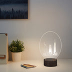New York City Skyline 3D Acrylic Night Light, Statue of Liberty & Empire State Building LED Table Lamp with Wooden Base, USB Powered Decor Desk Lamp, Anti-Slip Base Bedroom Bedside Decor Lamp, Creative Souvenir Gift for Home Decor