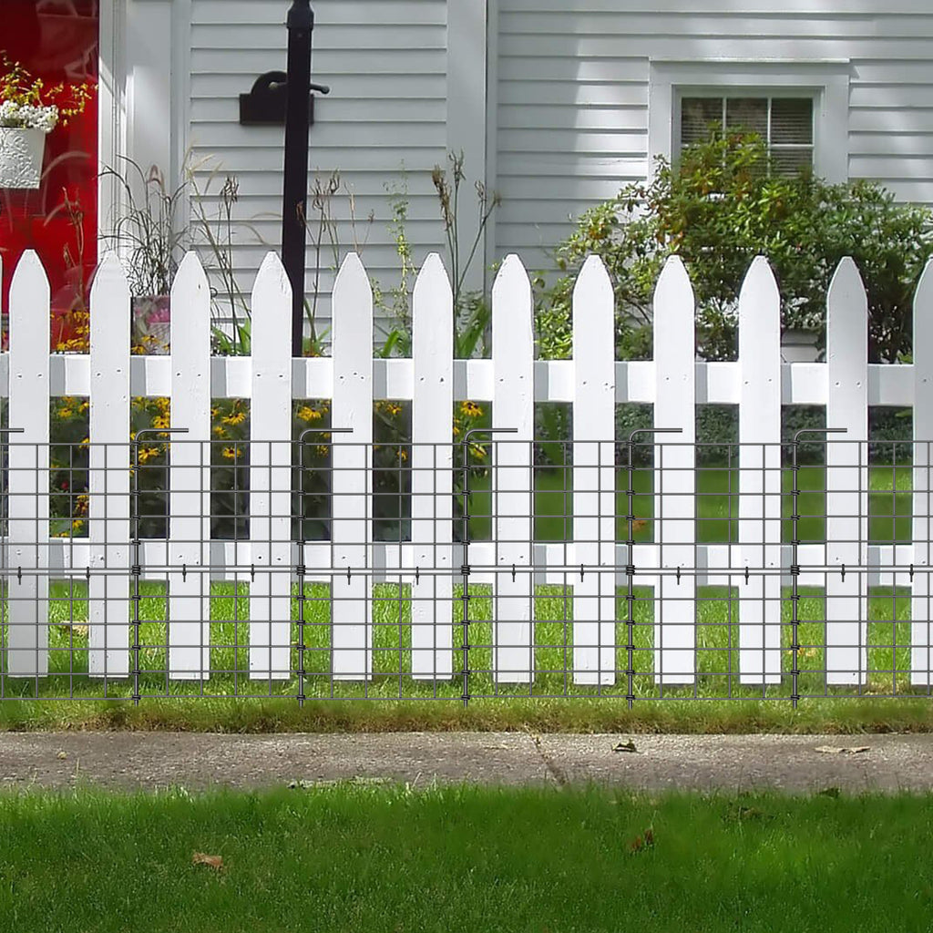 16-Pack Decorative Garden Fence 24in High - Coated Rustproof Metal Wire Border for Flower Beds